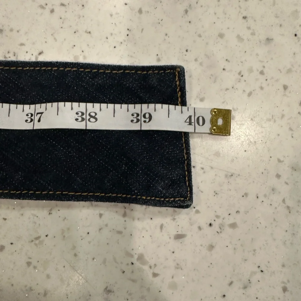 Navy Denim Belt with Gold Circle Buckle
